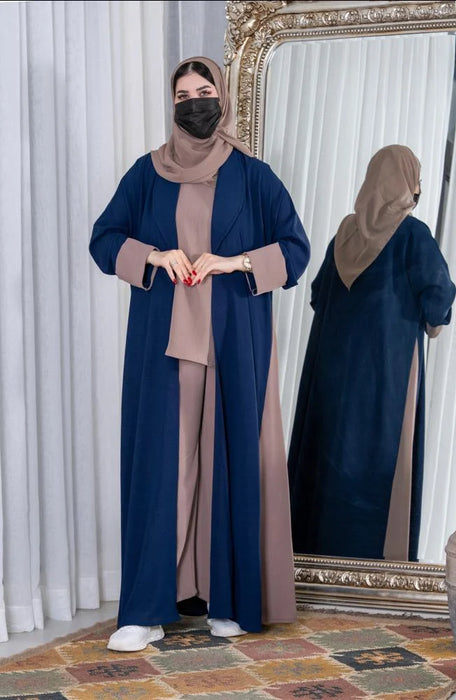 عباية سفر بيج + كحلي Sehrena