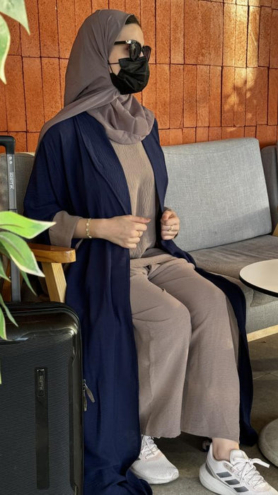 عباية سفر بيج + كحلي Sehrena