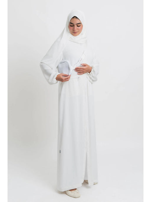 Sehrena White Zipper Hajj Abaya Package